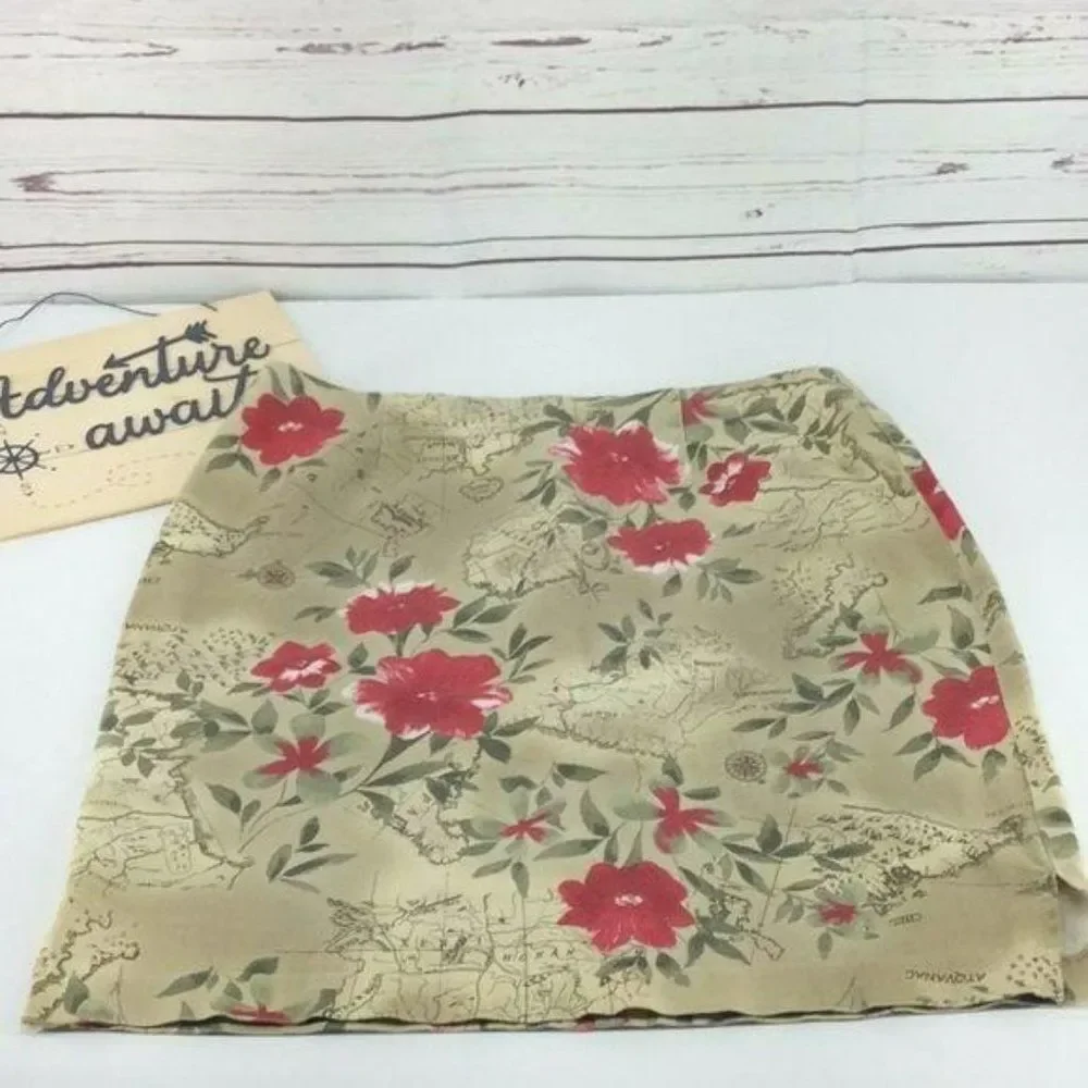 Eric Spencer Floral Map Print‎ Tapestry Style Size 10 travel Skirt